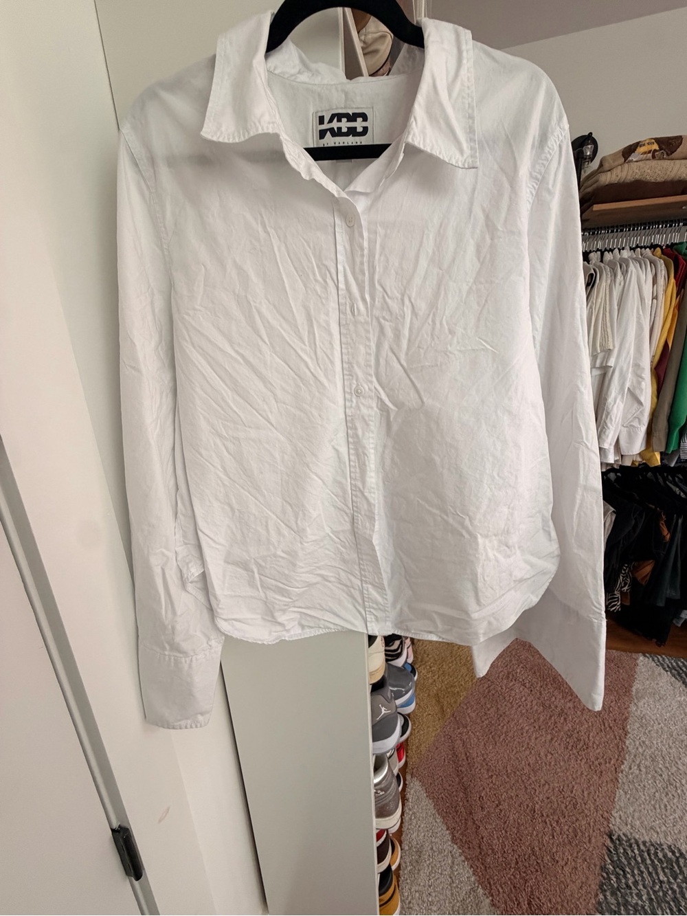 KBB by Kalana Women’s White Button-Up Shirt with convertible sleeves